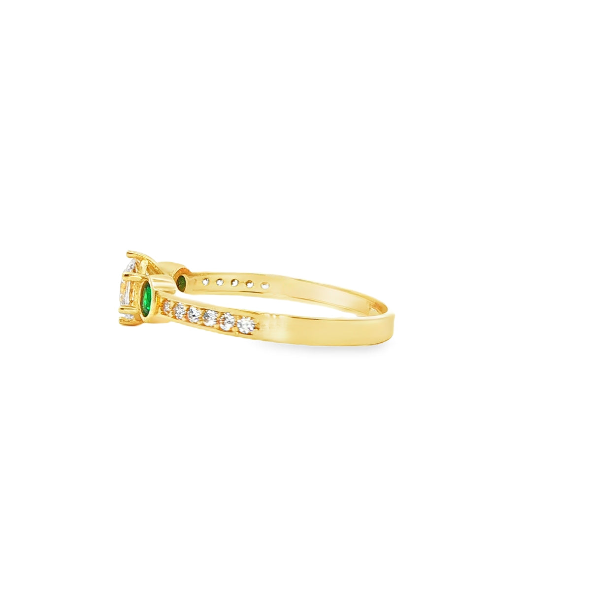 ANILLO SOLITARIO EN ORO 14K CON ZIRCONIA DE CRISTAL CENTRAL