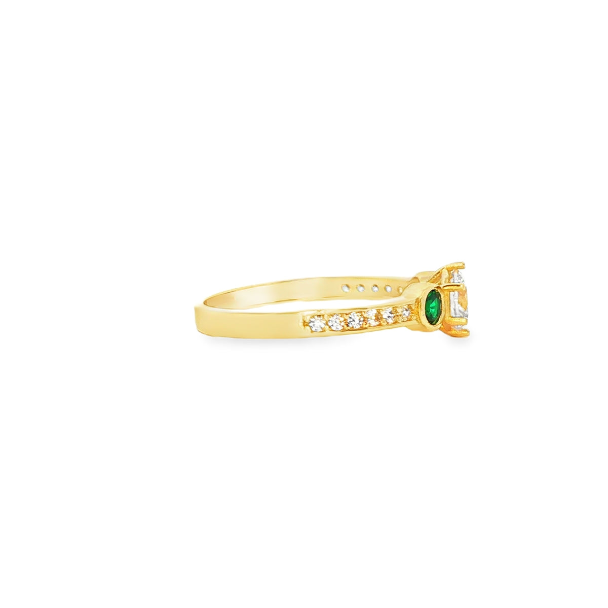 ANILLO SOLITARIO EN ORO 14K CON ZIRCONIA DE CRISTAL CENTRAL