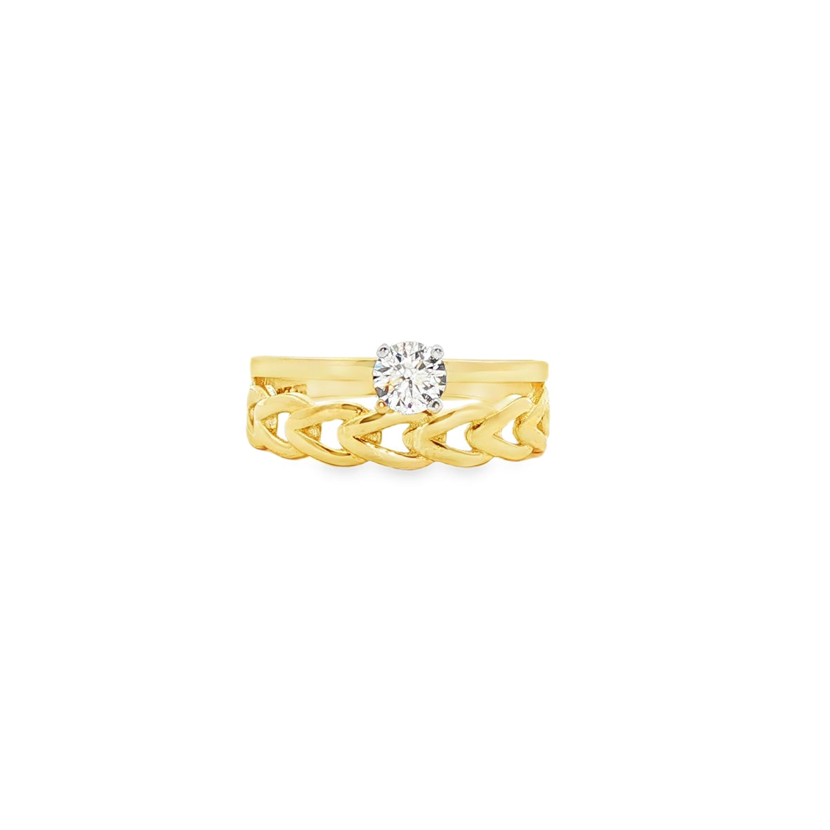 ANILLO SOLITARIO EN ORO 14K CON ZIRCONIA