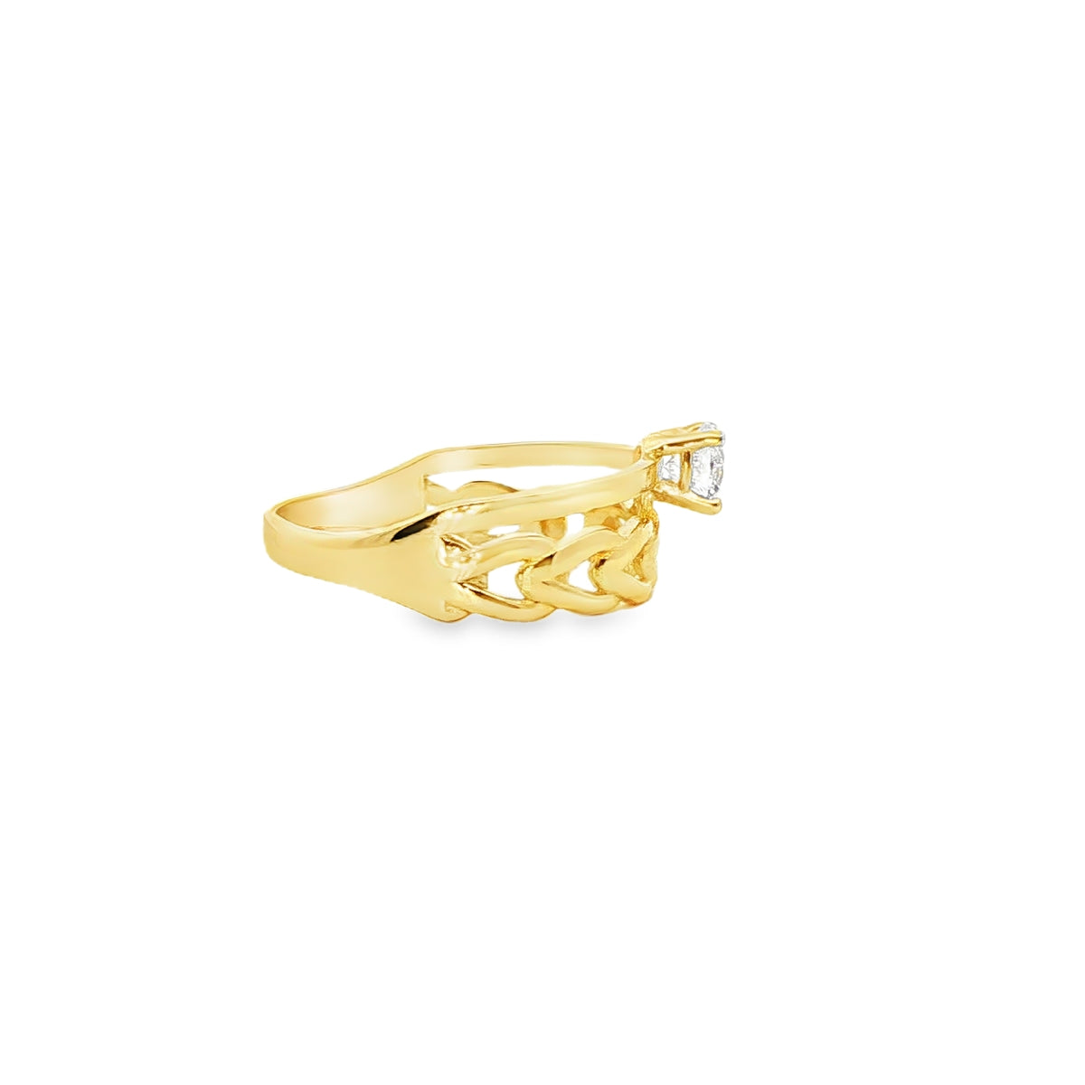ANILLO SOLITARIO EN ORO 14K CON ZIRCONIA