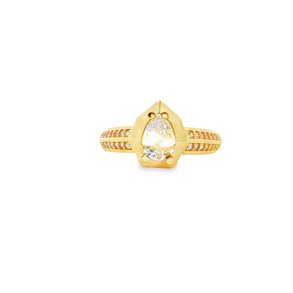 ANILLO SOLITARIO EN ORO 14K CON ZIRCONIA DE CRISTAL