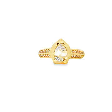 ANILLO SOLITARIO EN ORO 14K CON ZIRCONIA DE CRISTAL