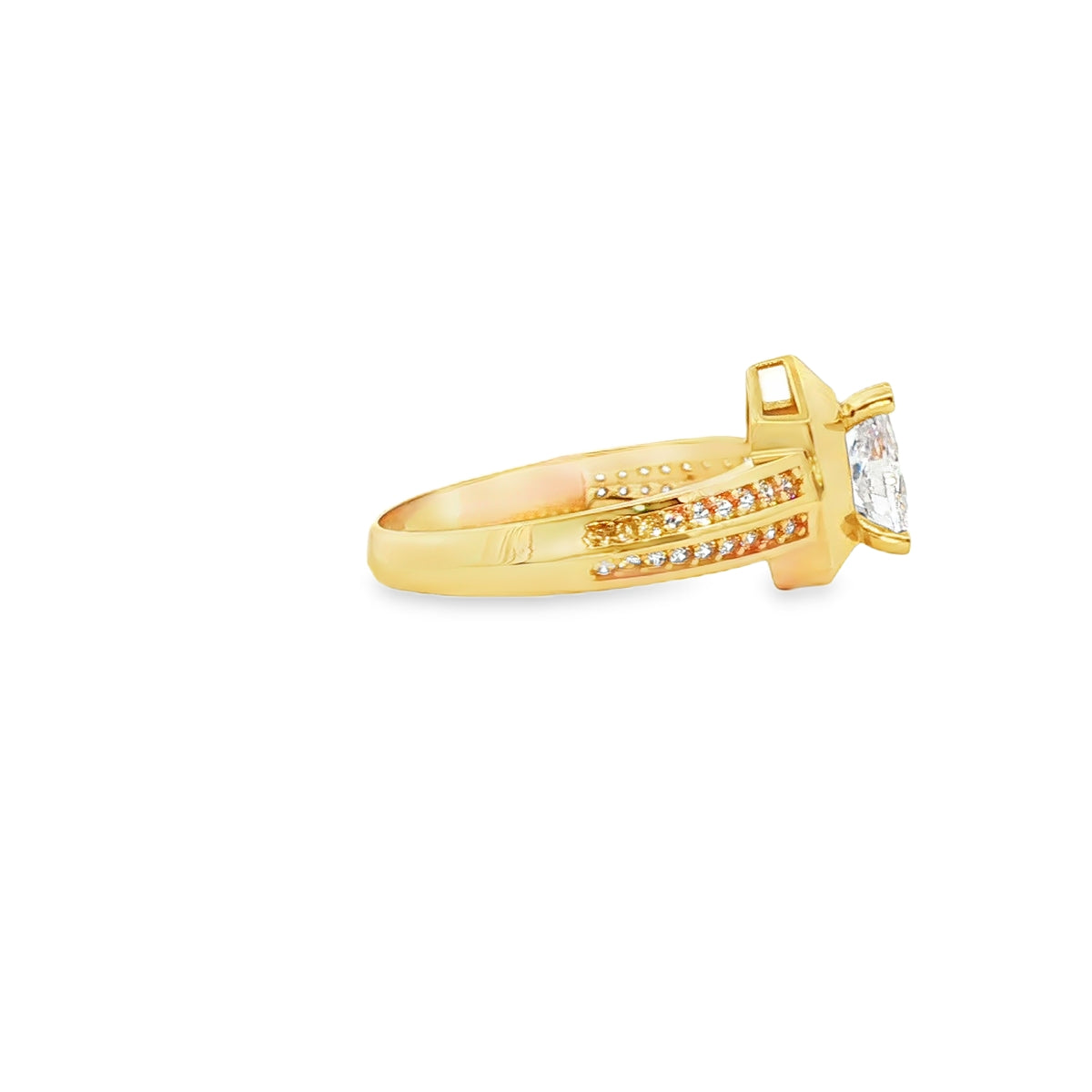 ANILLO SOLITARIO EN ORO 14K CON ZIRCONIA DE CRISTAL