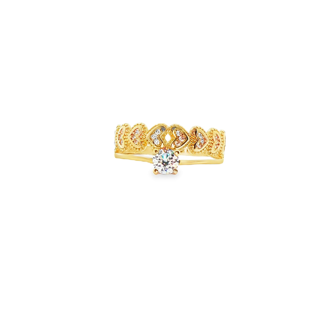 ANILLO SOLITARIO EN ORO 14K CON ZIRCONIA DE CRISTAL