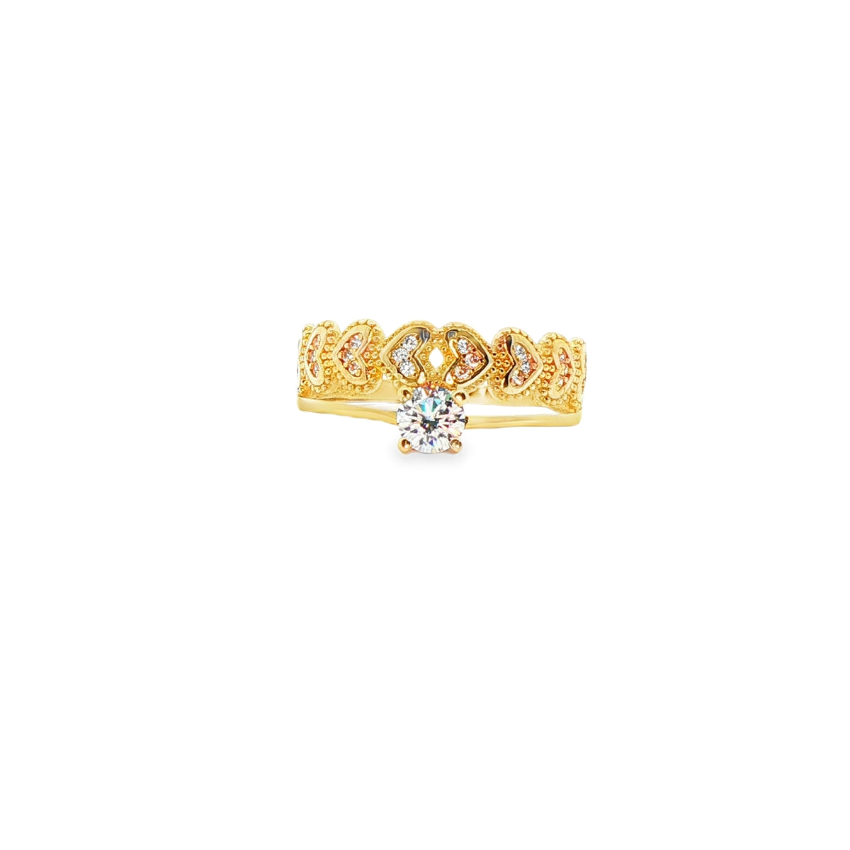 ANILLO SOLITARIO EN ORO 14K CON ZIRCONIA DE CRISTAL