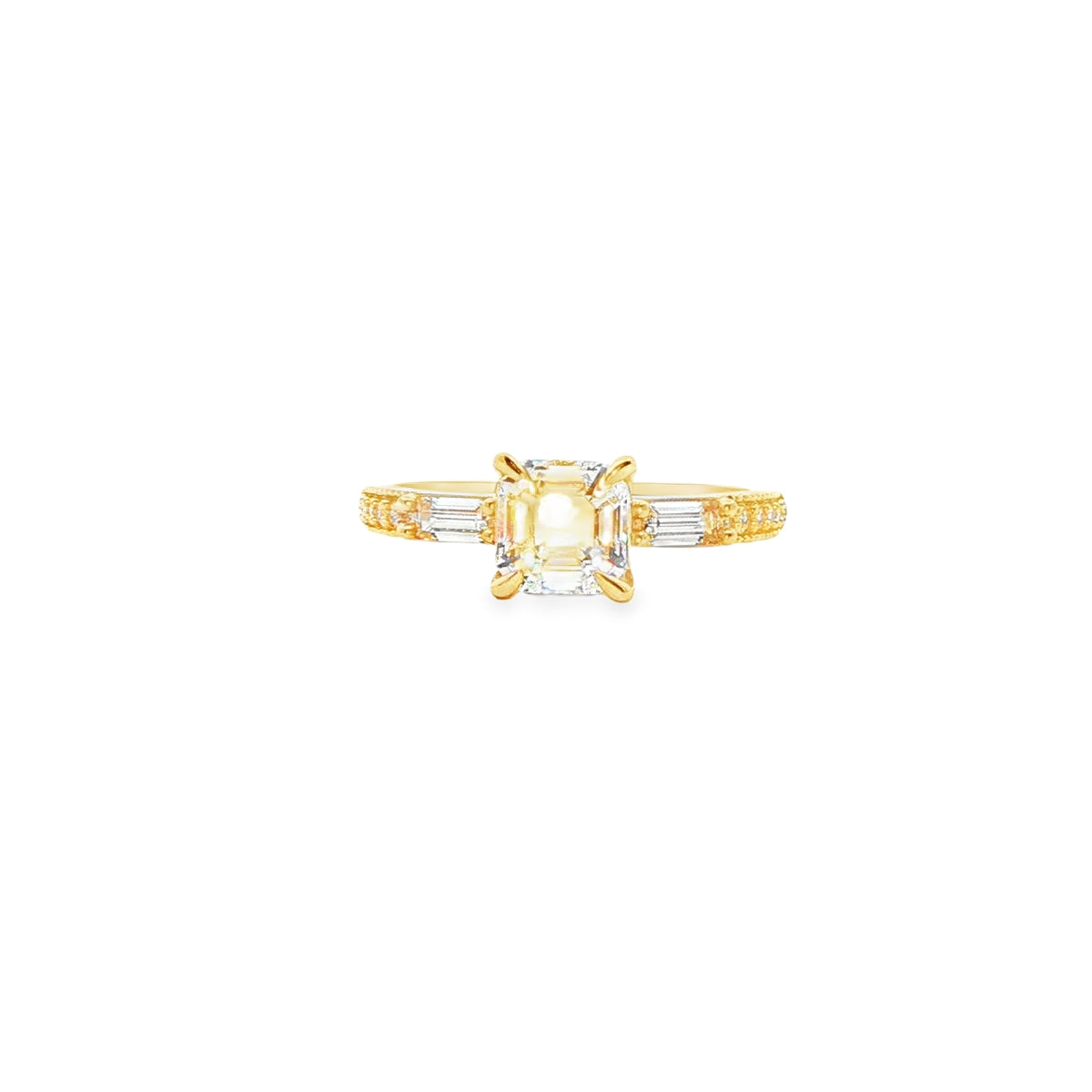 ANILLO SOLITARIO EN ORO 14K CON ZIRCONIA DE CRISTAL