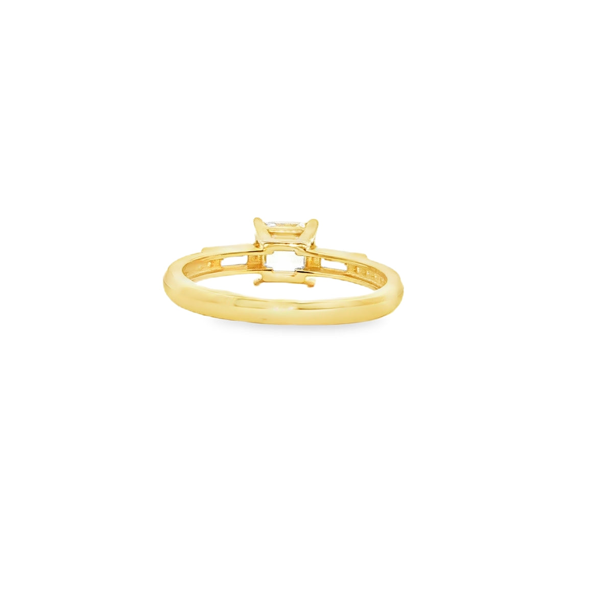 ANILLO SOLITARIO EN ORO 14K CON ZIRCONIA DE CRISTAL