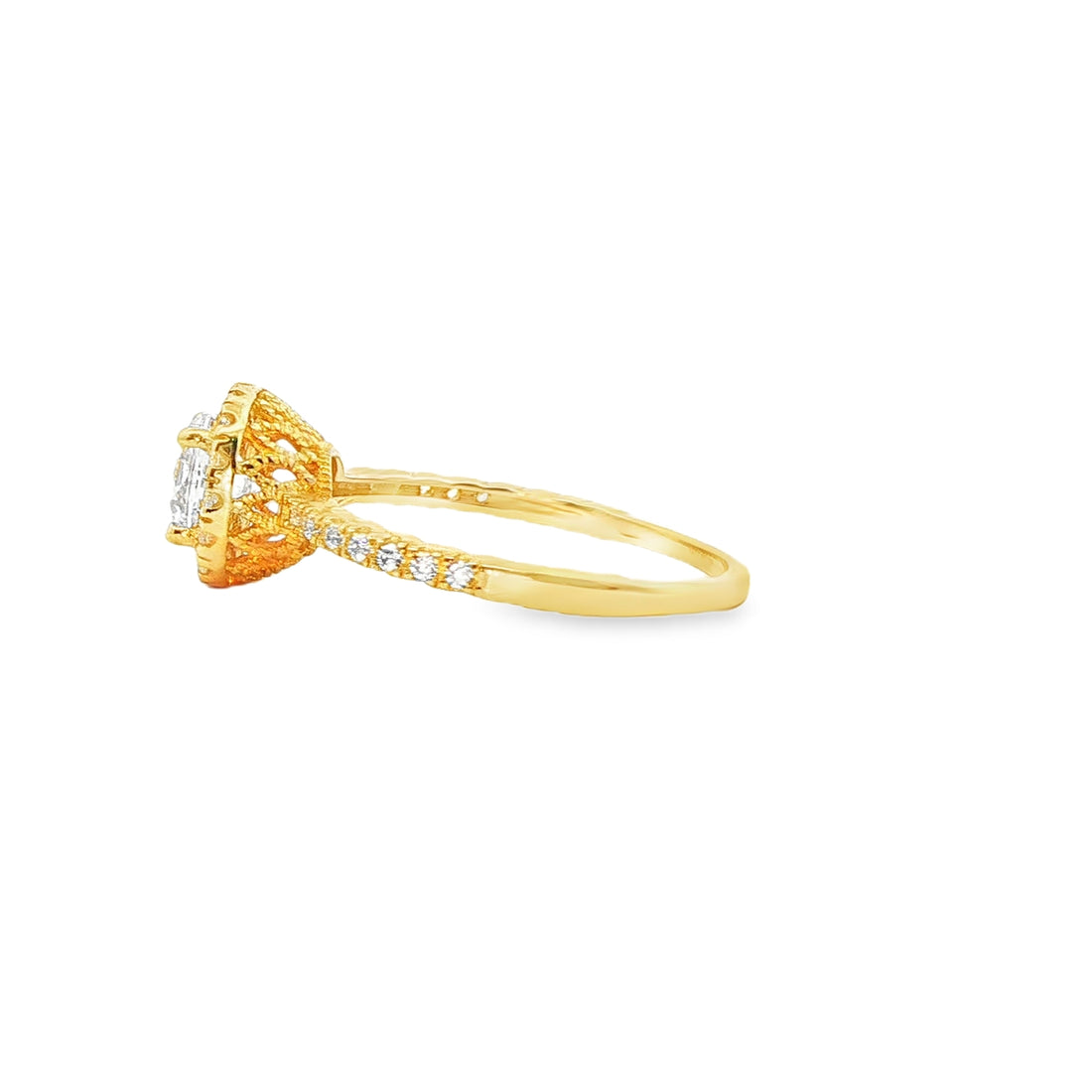 ANILLO SOLITARIO EN ORO AMARILLO 14K CON ZIRCONIA