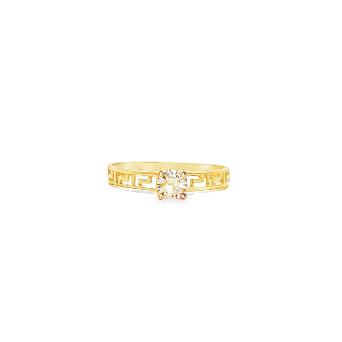 ANILLO SOLITARIO EN ORO AMARILLO 14K CON ZIRCONIA