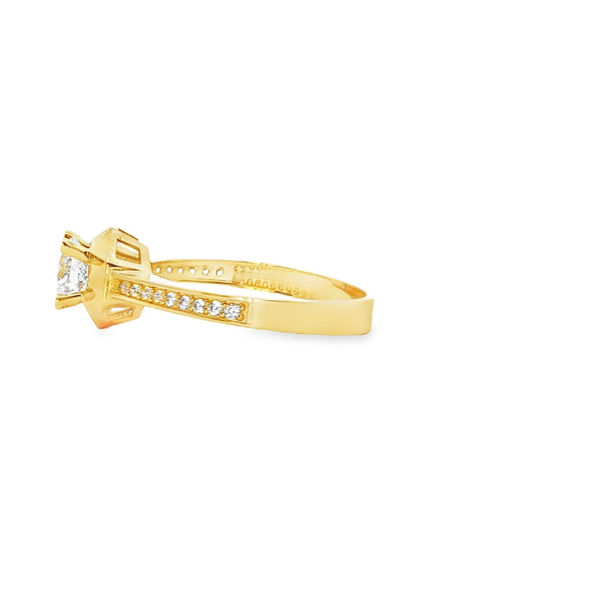ANILLO SOLITARIO EN ORO AMARILLO 14K CON ZIRCONIA