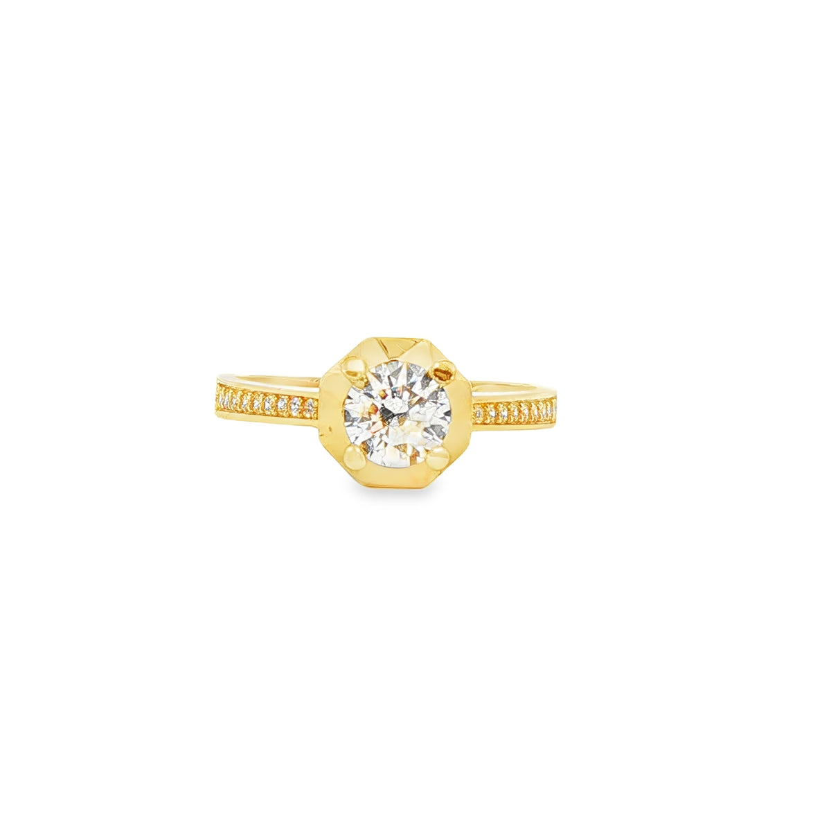 ANILLO SOLITARIO EN ORO AMARILLO 14K CON ZIRCONIA