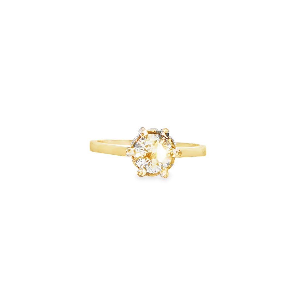 ANILLO EN ORO AMARILLO 14K CON ZIRCONIA DE CRISTAL