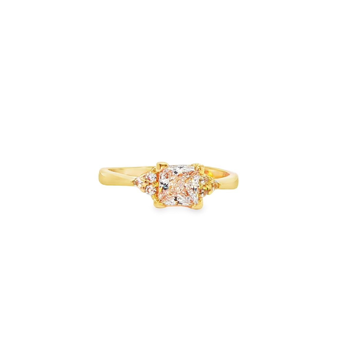 ANILLO SOLITARIO DE ORO AMARILLO 14K CON ZIRCONIA