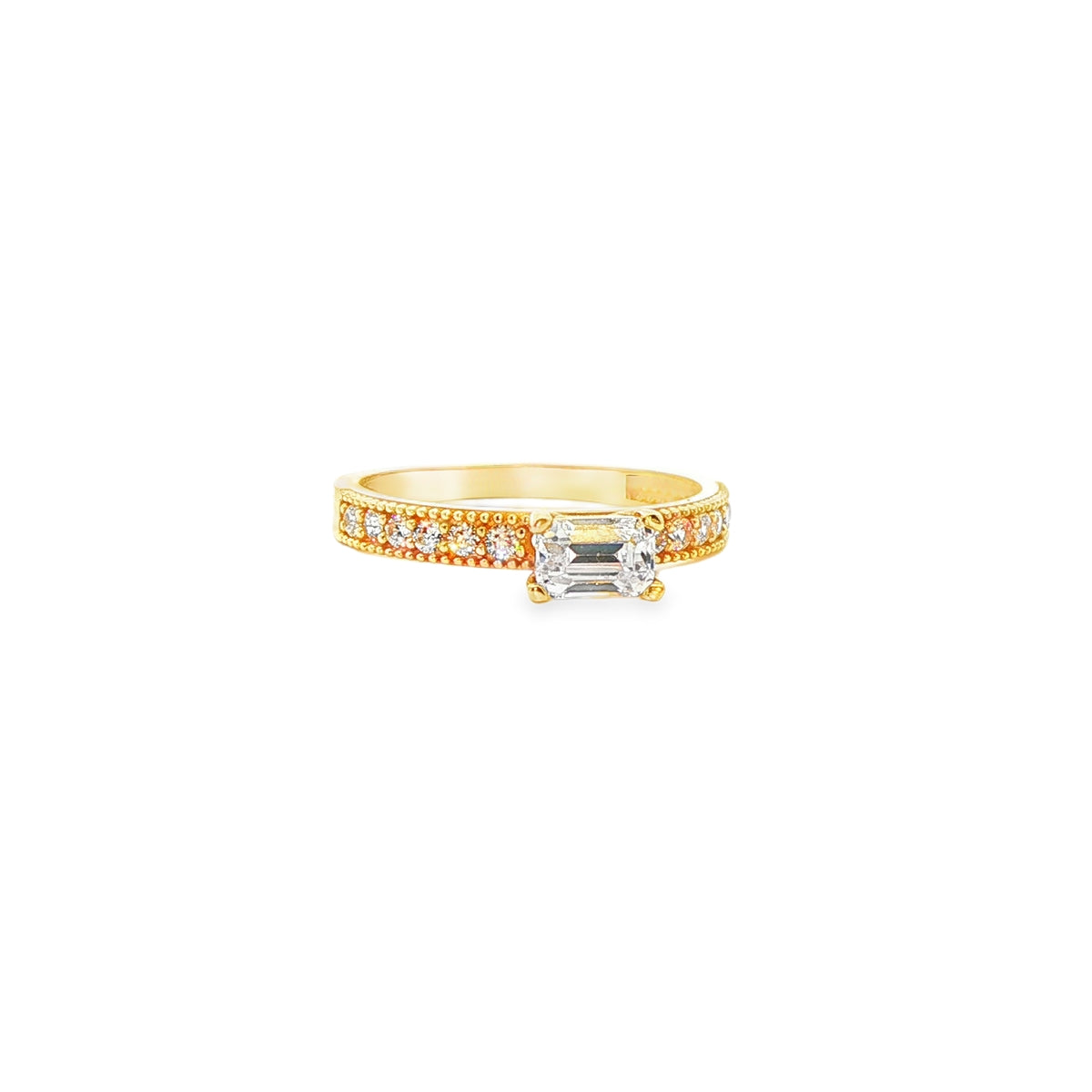 ANILLO EN ORO AMARILLO 14K CON ZIRCONIA DE CRISTAL