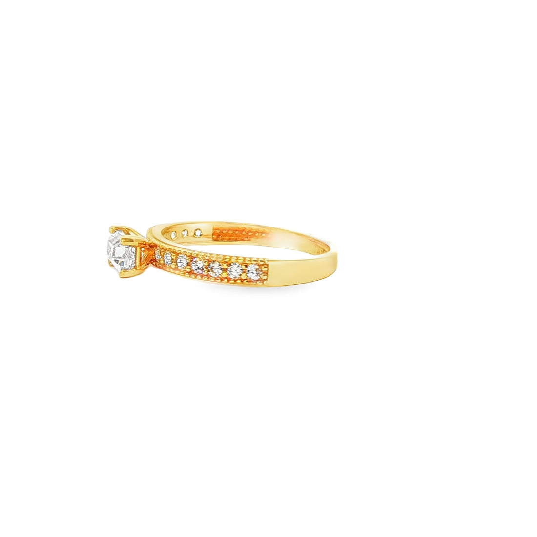 ANILLO EN ORO AMARILLO 14K CON ZIRCONIA DE CRISTAL
