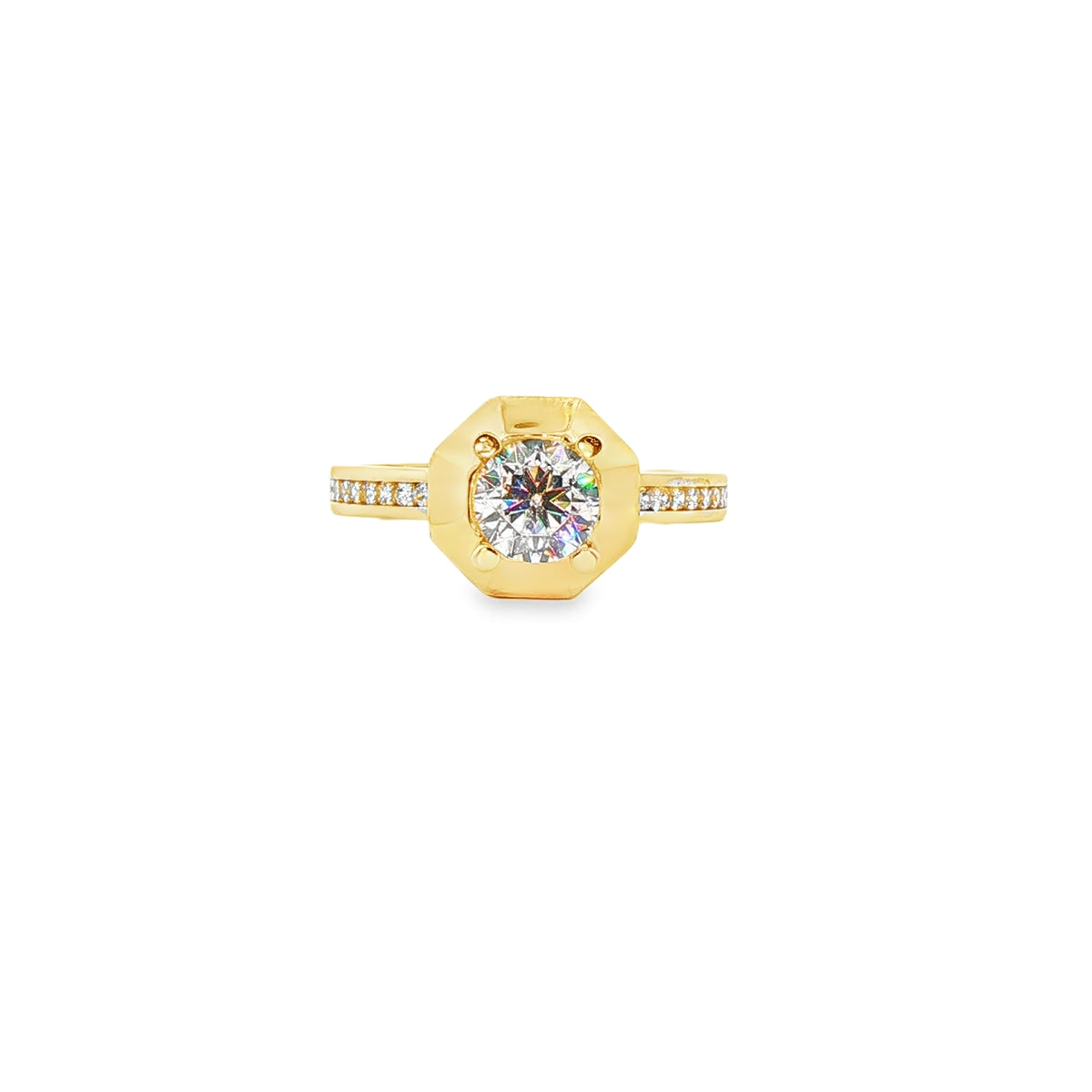 ANILLO SOLITARIO DE ORO AMARILLO 14K CON ZIRCONIA