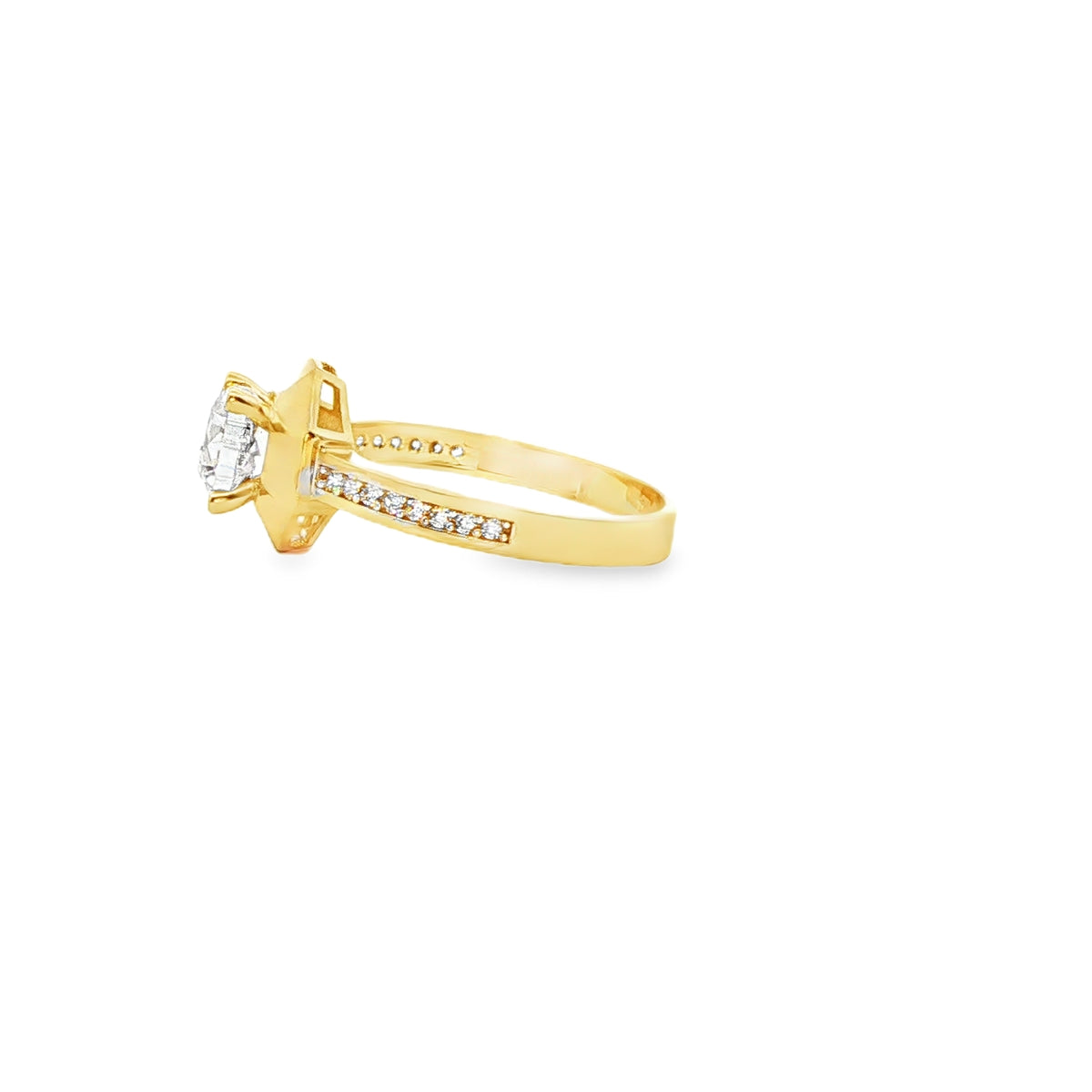 ANILLO SOLITARIO DE ORO AMARILLO 14K CON ZIRCONIA