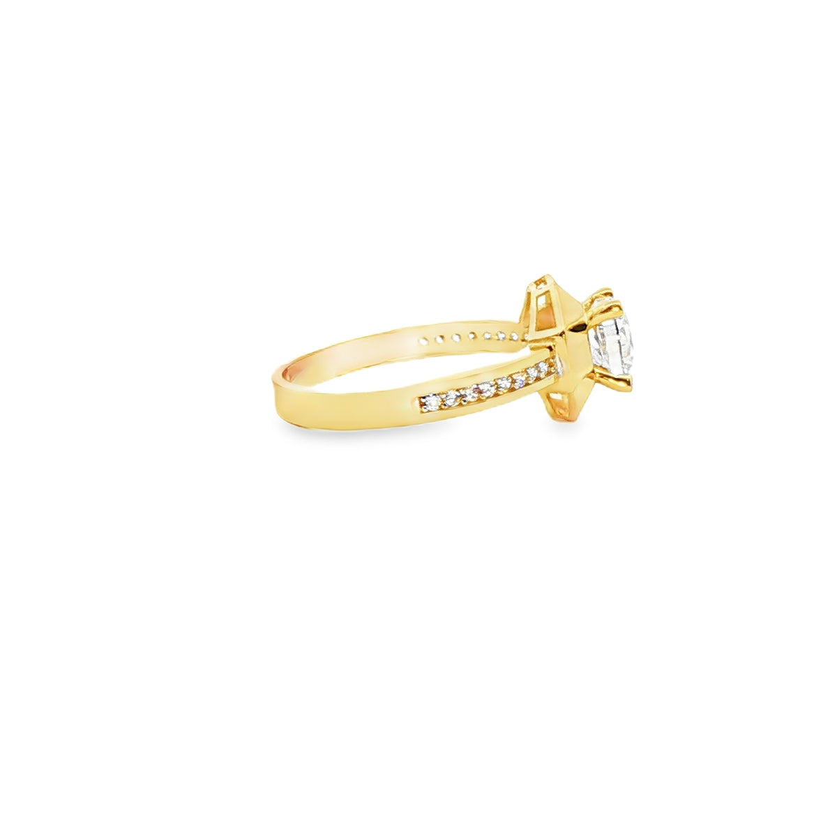 ANILLO SOLITARIO DE ORO AMARILLO 14K CON ZIRCONIA
