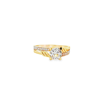 ANILLO SOLITARIO EN ORO AMARILLO 14K CON ZIRCONIA