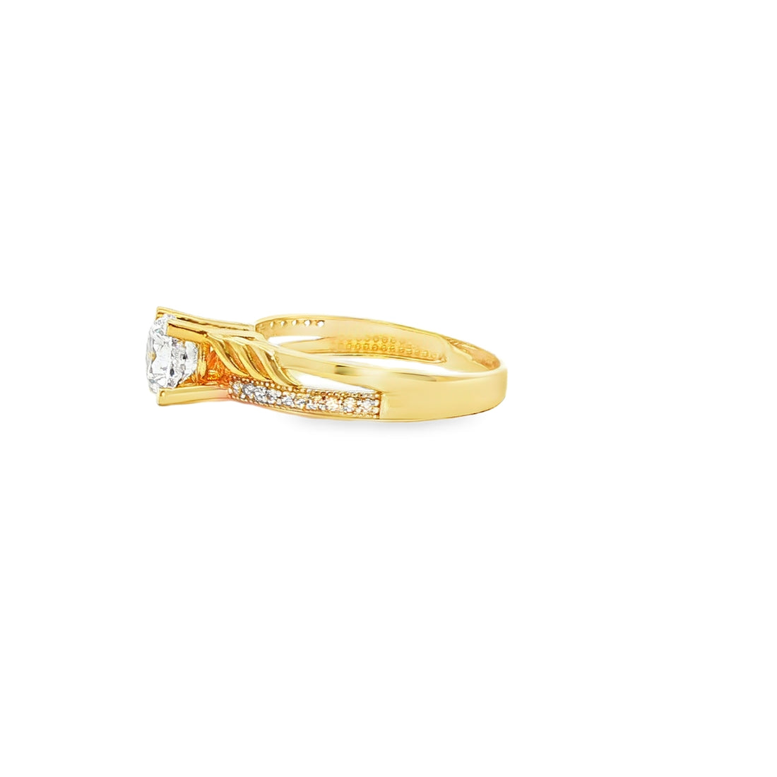 ANILLO SOLITARIO EN ORO AMARILLO 14K CON ZIRCONIA