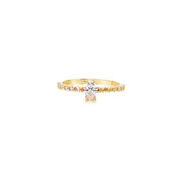 ANILLO SOLITARIO DE ORO AMARILLO 14K CON ZIRCONIA