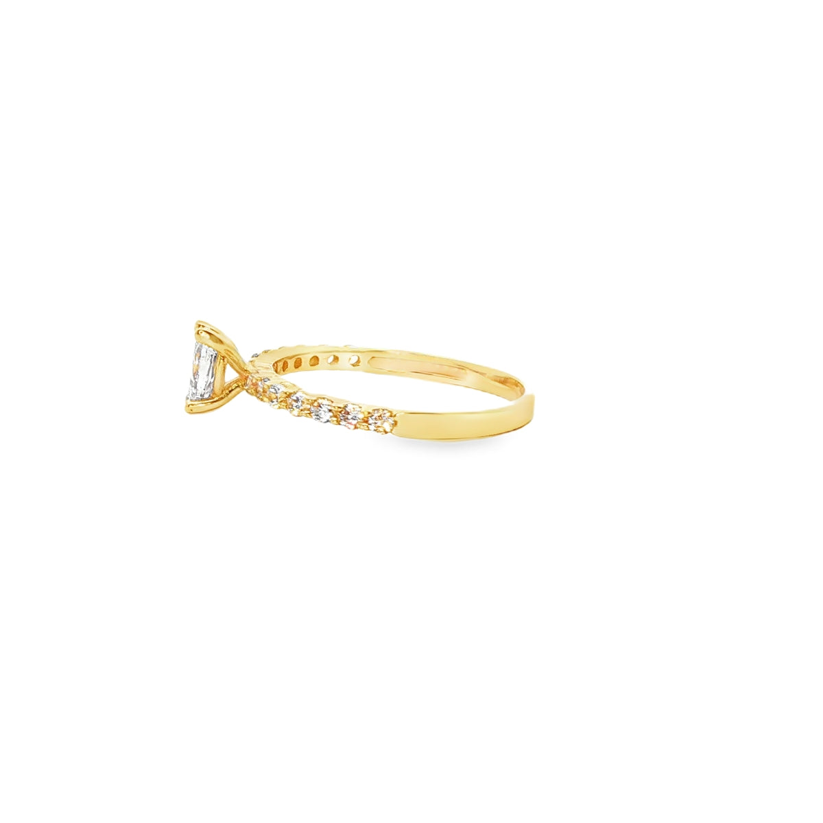 ANILLO SOLITARIO DE ORO AMARILLO 14K CON ZIRCONIA