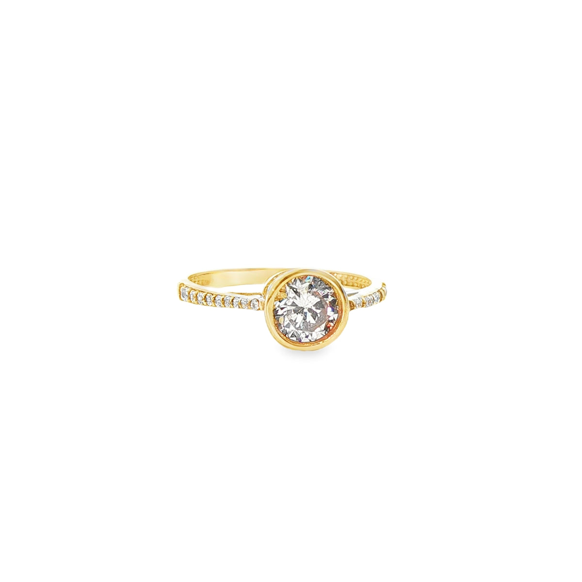 ANILLO SOLITARIO EN ORO AMARILLO 14K CON ZIRCONIA