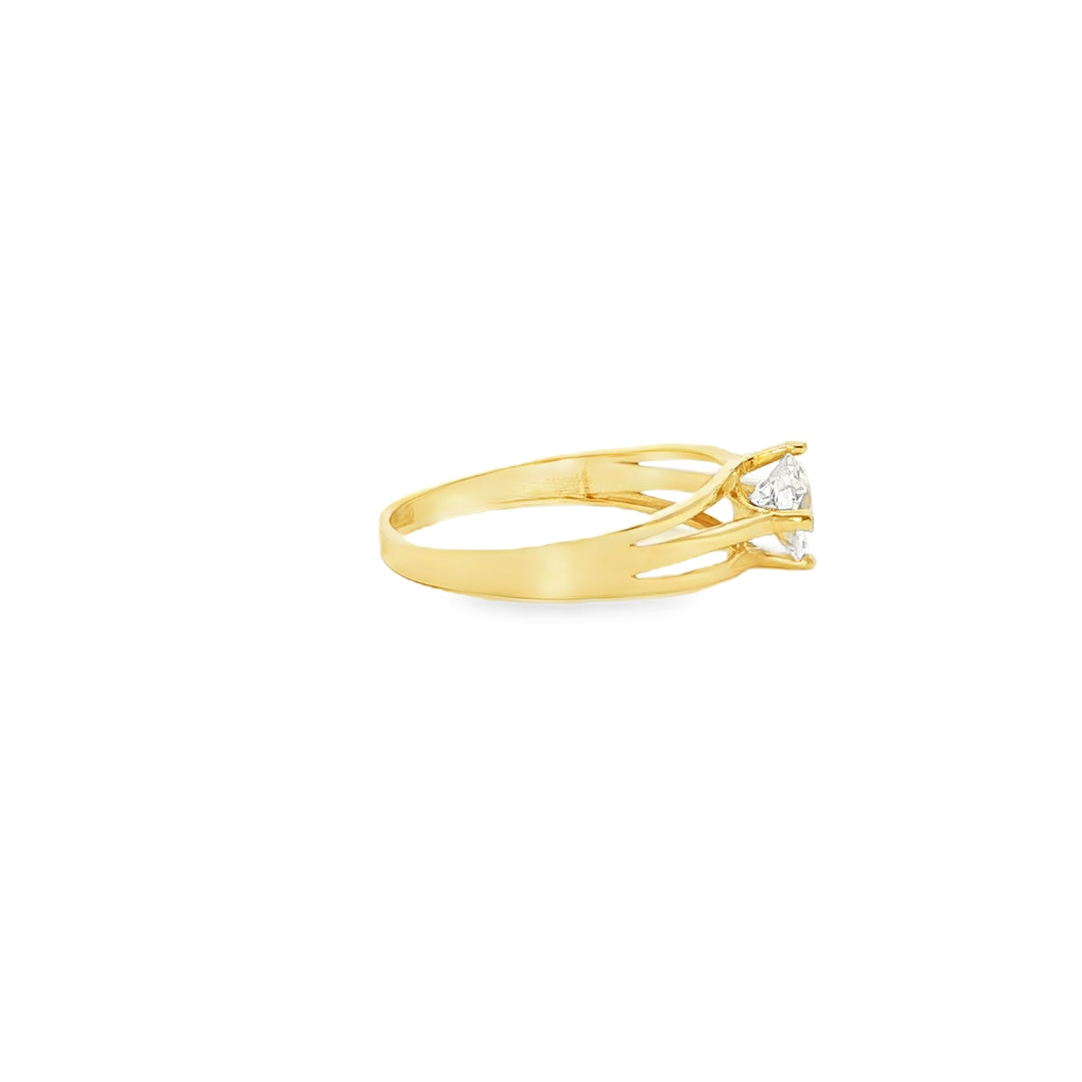 ANILLO SOLITARIO DE ORO AMARILLO 14K CON ZIRCONIA