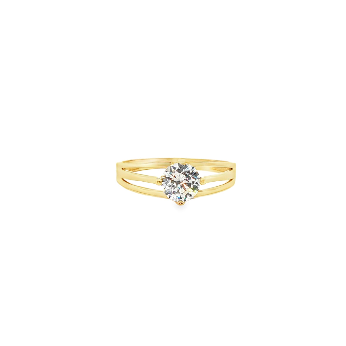 ANILLO SOLITARIO DE ORO AMARILLO 14K CON ZIRCONIA