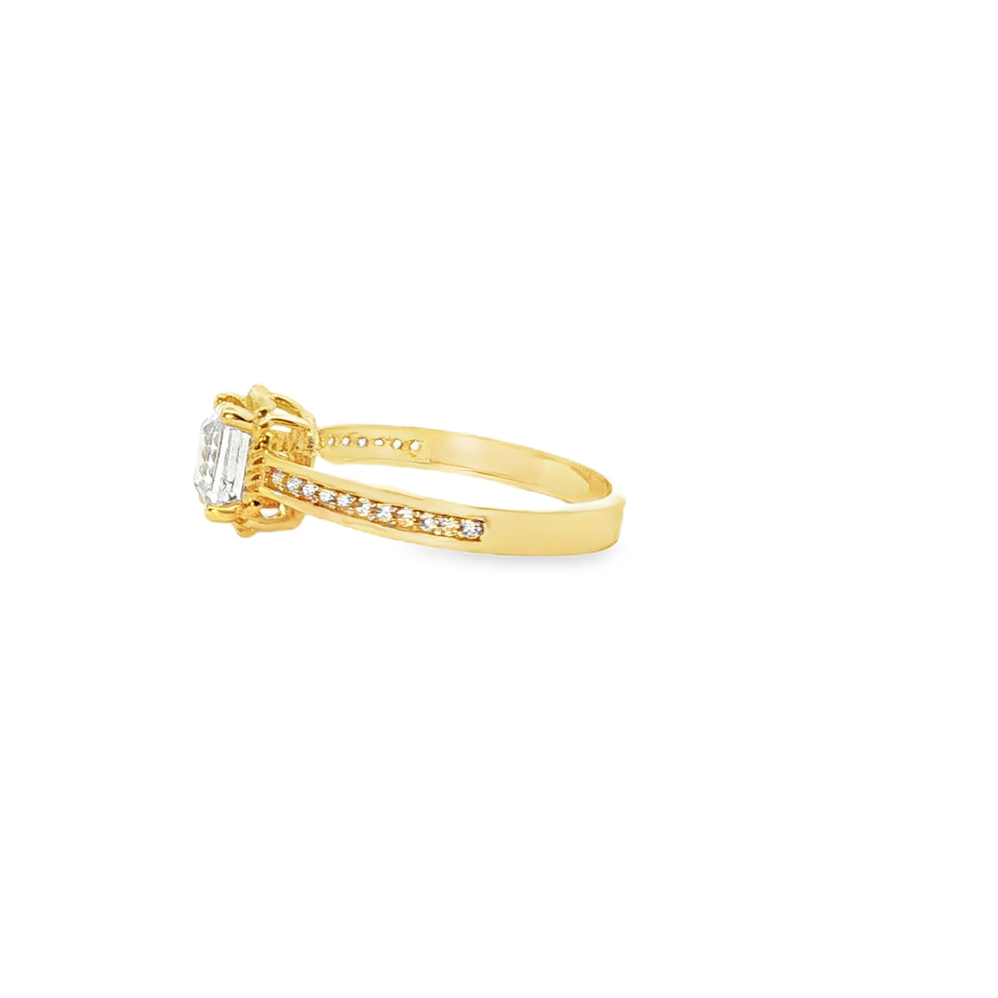 ANILLO DE ORO AMARILLO 14K CON ZIRCONIA BLANCA