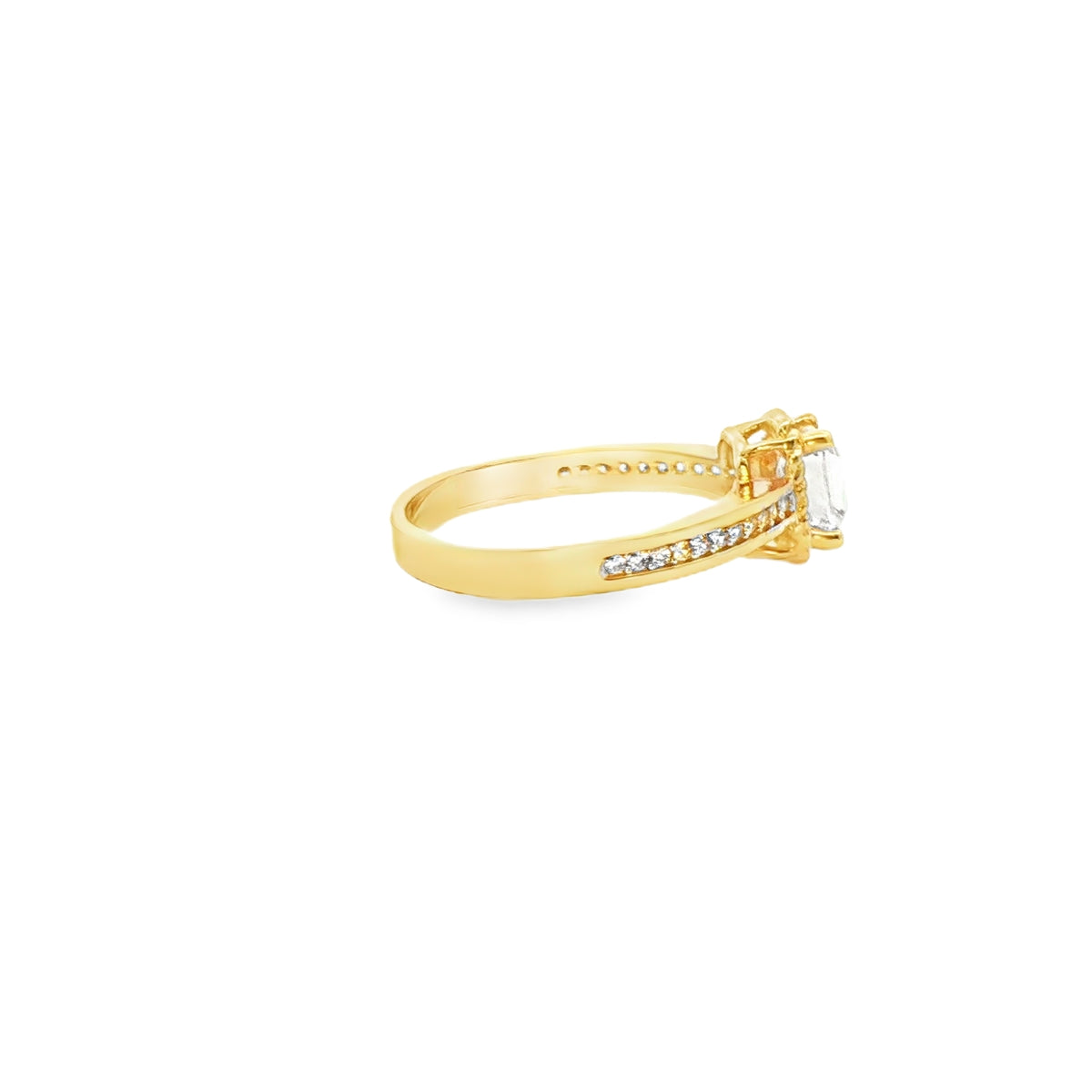 ANILLO DE ORO AMARILLO 14K CON ZIRCONIA BLANCA