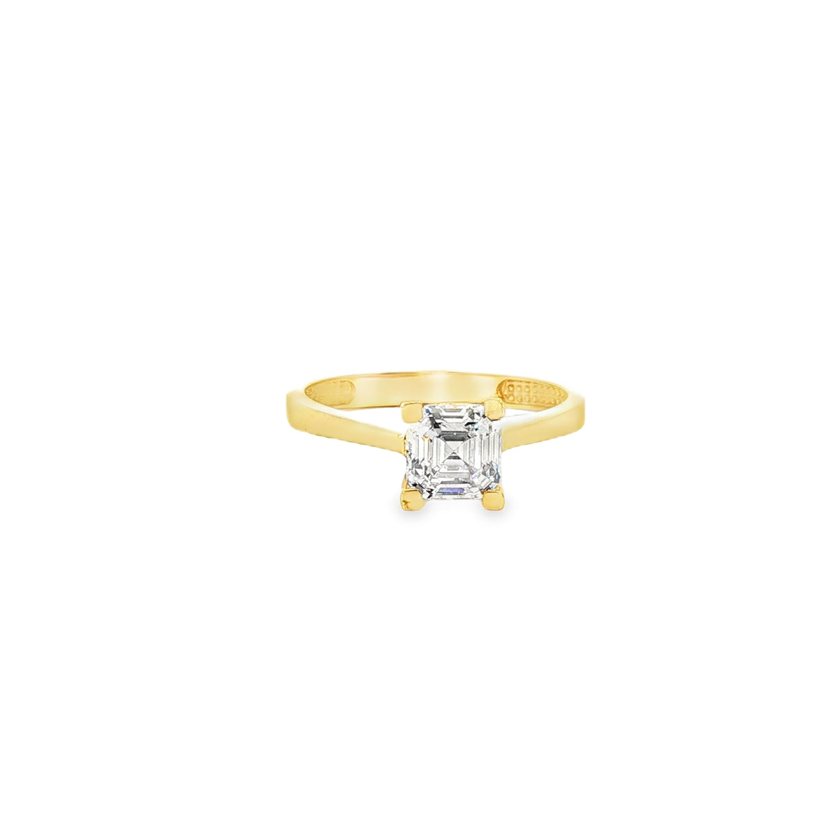 ANILLO SOLITARIO EN ORO AMARILLO 14K CON ZIRCONIA DE CRISTAL