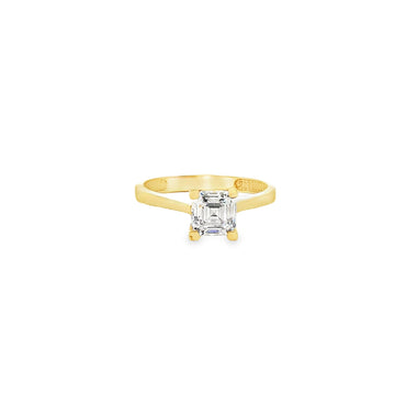 ANILLO SOLITARIO EN ORO AMARILLO 14K CON ZIRCONIA DE CRISTAL