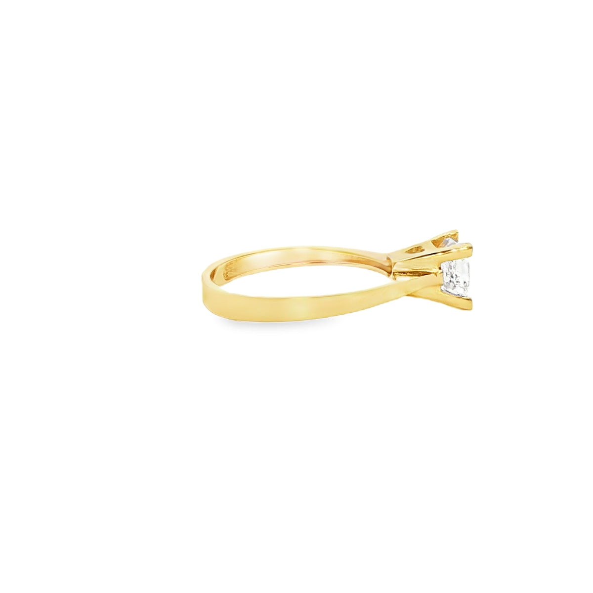 ANILLO SOLITARIO EN ORO AMARILLO 14K CON ZIRCONIA DE CRISTAL