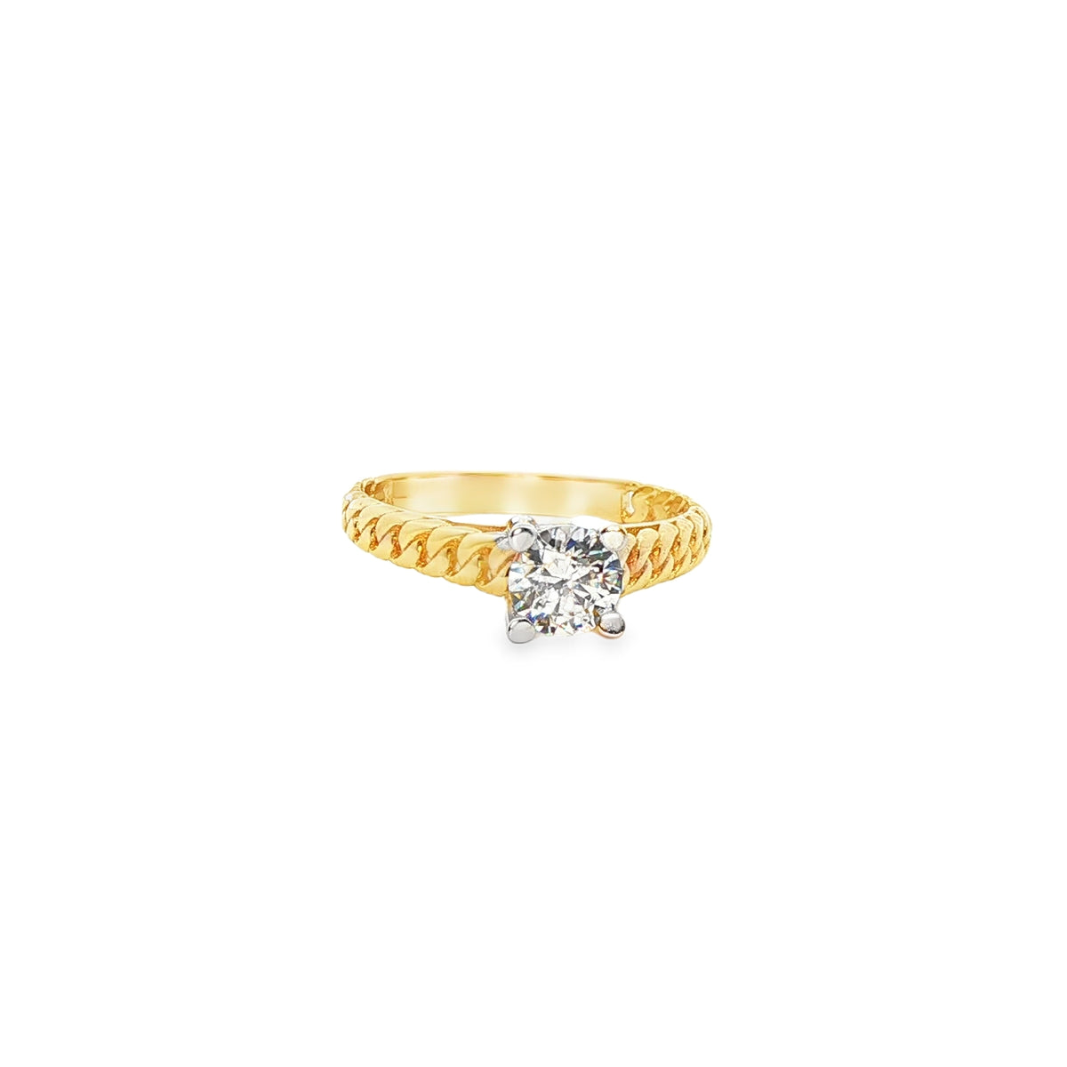 ANILLO DE ORO AMARILLO 14K CON ZIRCONIA BLANCA