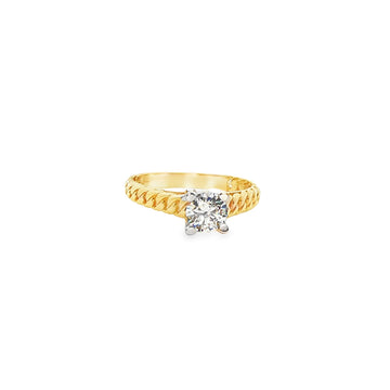 ANILLO DE ORO AMARILLO 14K CON ZIRCONIA BLANCA