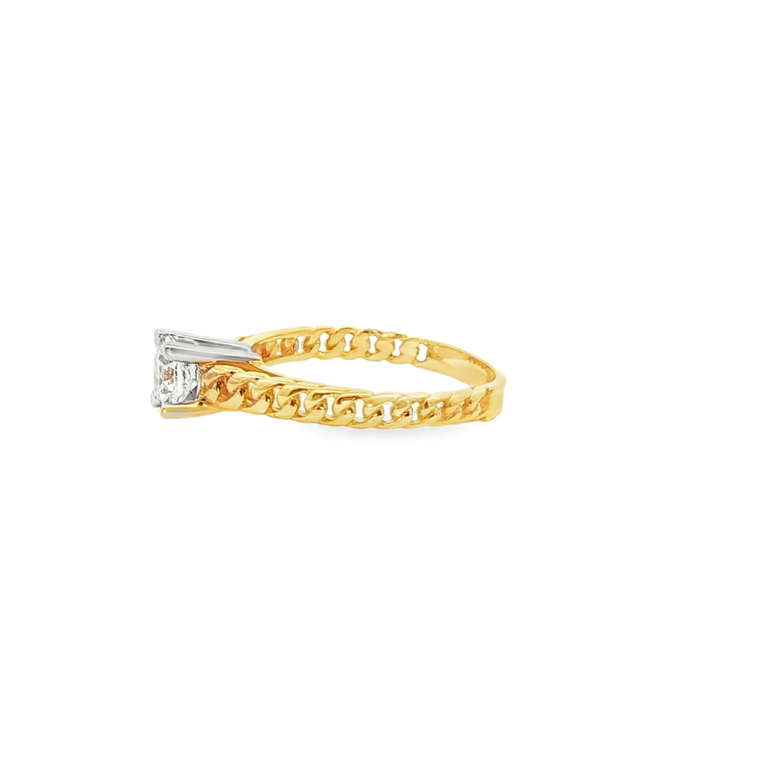 ANILLO DE ORO AMARILLO 14K CON ZIRCONIA BLANCA