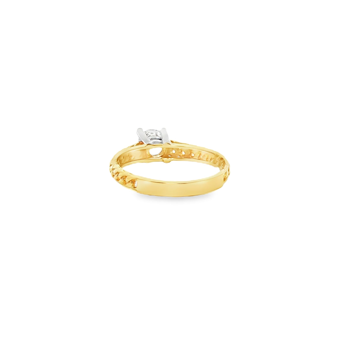 ANILLO DE ORO AMARILLO 14K CON ZIRCONIA BLANCA