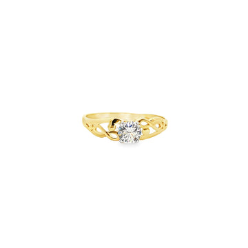 ANILLO SOLITARIO DE ORO AMARILLO 14K CON ZIRCONIA DE CRISTAL