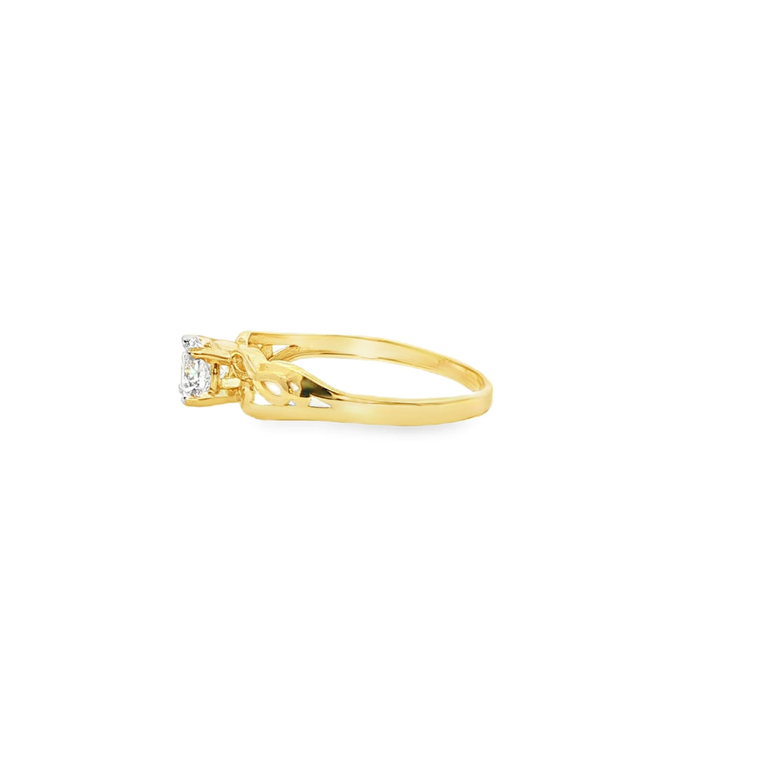 ANILLO SOLITARIO DE ORO AMARILLO 14K CON ZIRCONIA DE CRISTAL