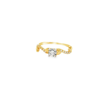 ANILLO SOLITARIO EN ORO AMARILLO 14K CON ZIRCONIA