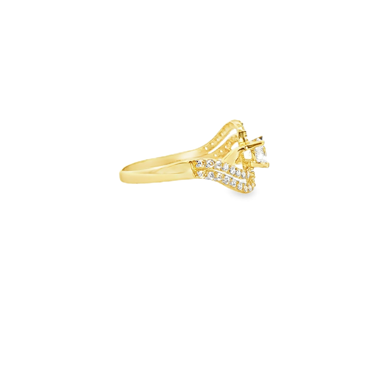 ANILLO SOLITARIO EN ORO DE 14K CON ZIRCONIA DE CRISTAL CENTRAL
