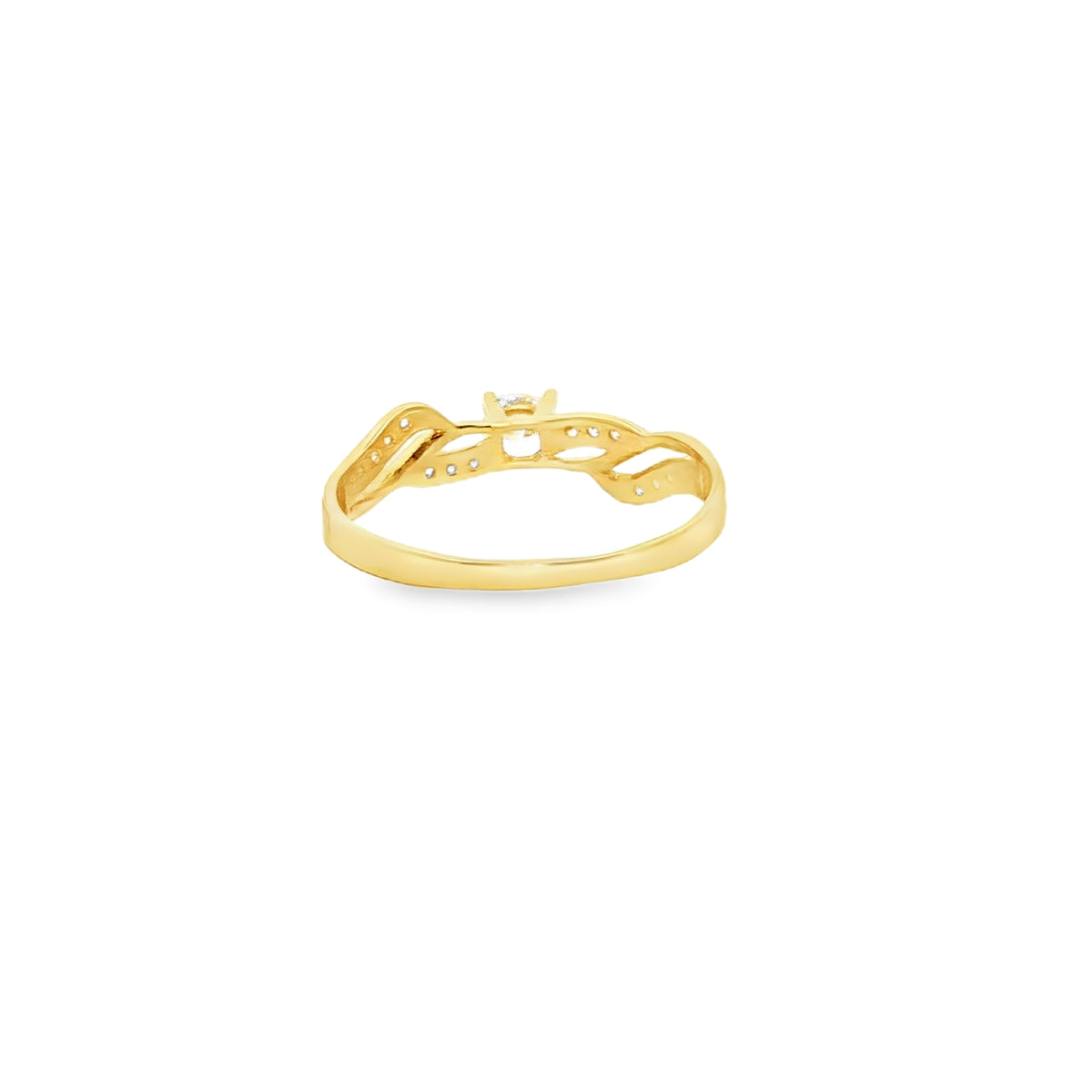 ANILLO SOLITARIO DE ORO AMARILLO 14K CON ZIRCONIA DE CRISTAL