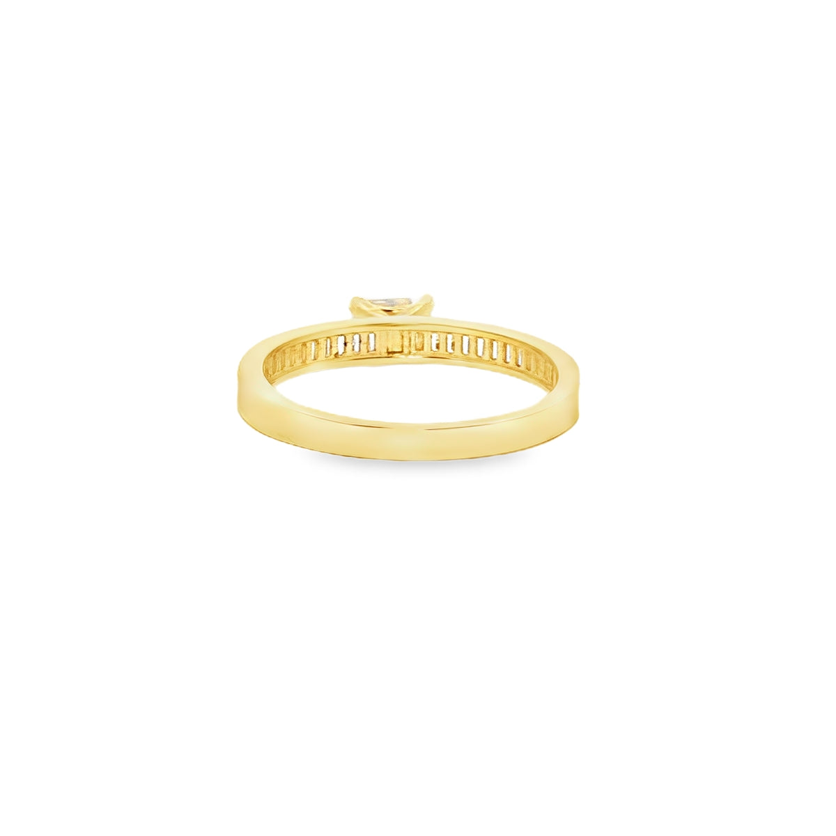ANILLO EN ORO AMARILLO 14K CON ZIRCONIA BLANCA CENTRAL