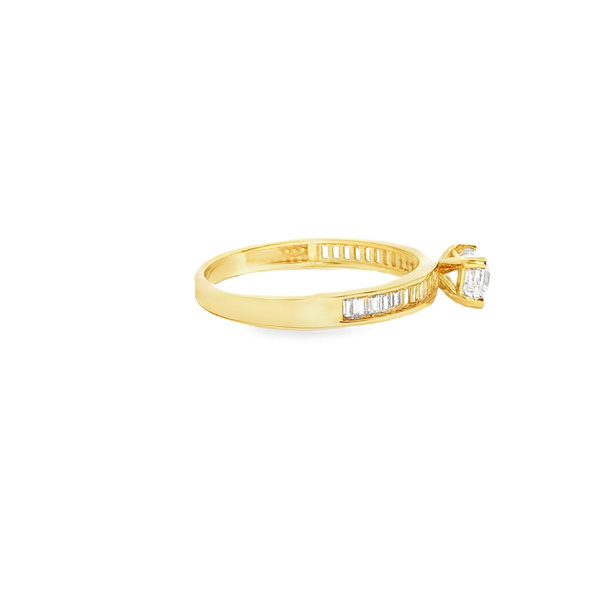 ANILLO EN ORO AMARILLO 14K CON ZIRCONIA BLANCA CENTRAL