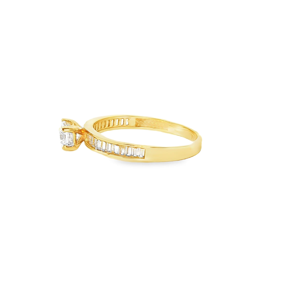 ANILLO EN ORO AMARILLO 14K CON ZIRCONIA BLANCA CENTRAL