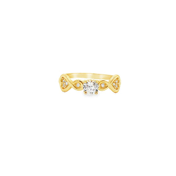 ANILLO SOLITARIO EN ORO AMARILLO 14K CON ZIRCONIA DE CRISTAL