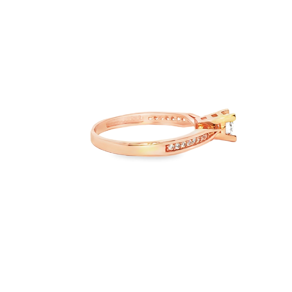 ANILLO EN ORO ROSA 14K CON ZIRCONIA BLANCA COMO PIEDRA PRINCIPAL