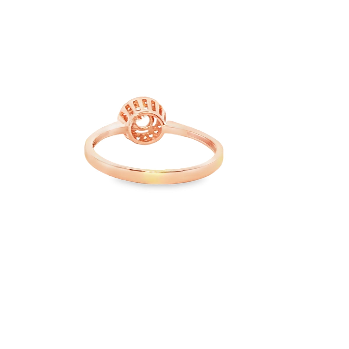 ANILLO SOLITARIO EN ORO ROSA 14K CON ZIRCONIA DE CRISTAL CENTRAL