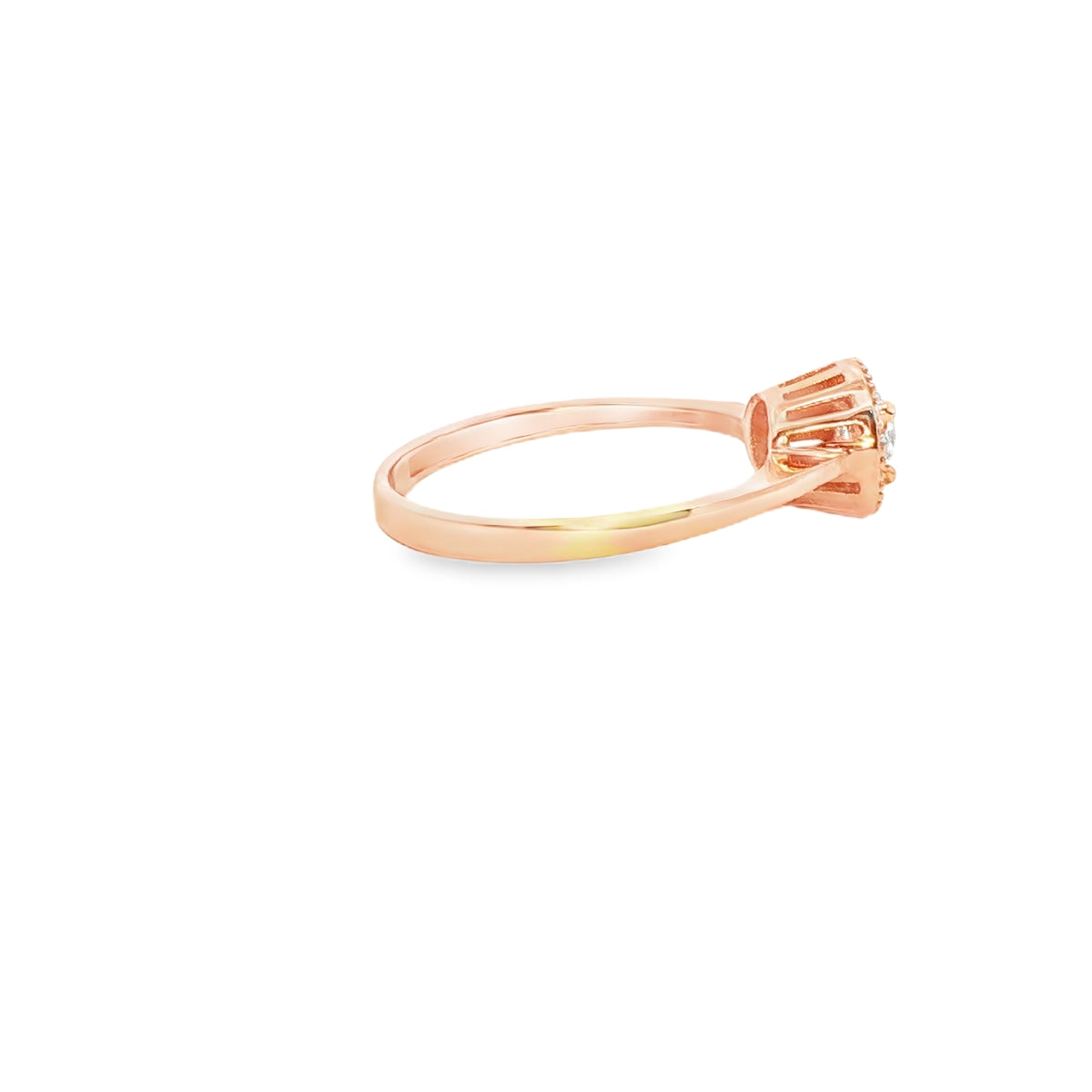 ANILLO SOLITARIO EN ORO ROSA 14K CON ZIRCONIA DE CRISTAL CENTRAL